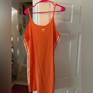 adidas Orange Spaghetti-Strap Athletic Tank Dress